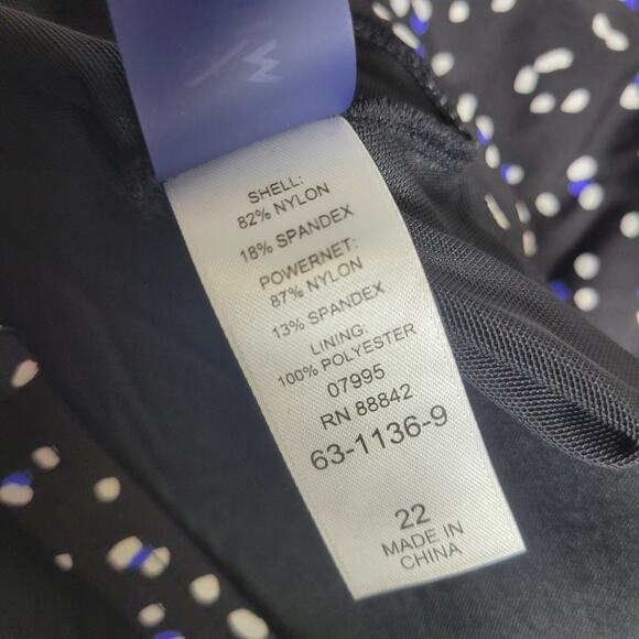 SWIMSUITS For All One Piece Swimsuit Skirted Black/Blue/White Polkadot Womens 22 - Picture 6 of 6